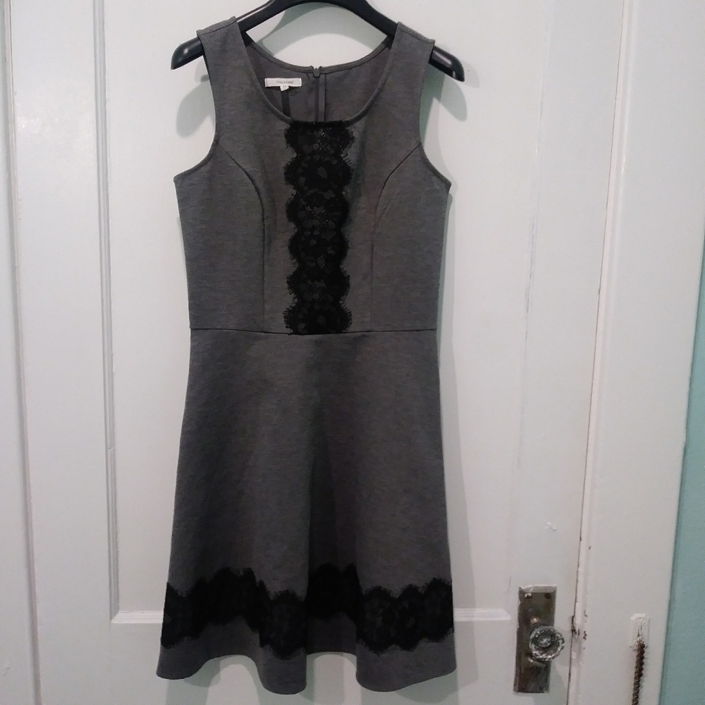 Maurices Grey Black Fringed Lace Midi Dress